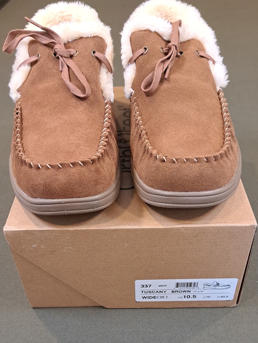 Orthofeet Tuscany Moccasin Slippers - Color: Brown - Size: Men 10.5 Wide (2E) - Picture 4 of 12